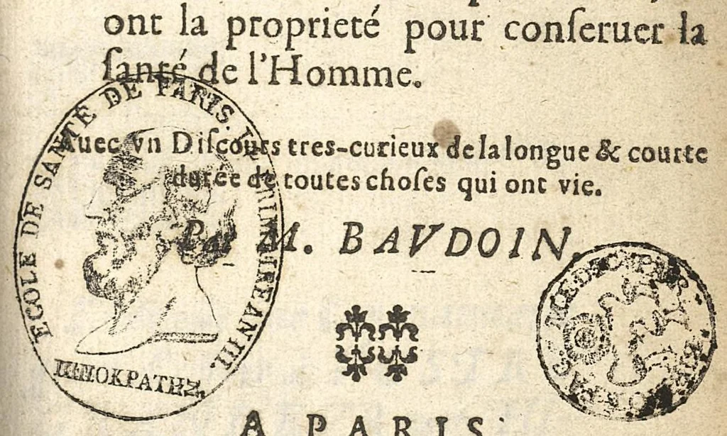 An illustration from Le medecin historial ou le parfait regime de vivre..., 1652, leaf 0