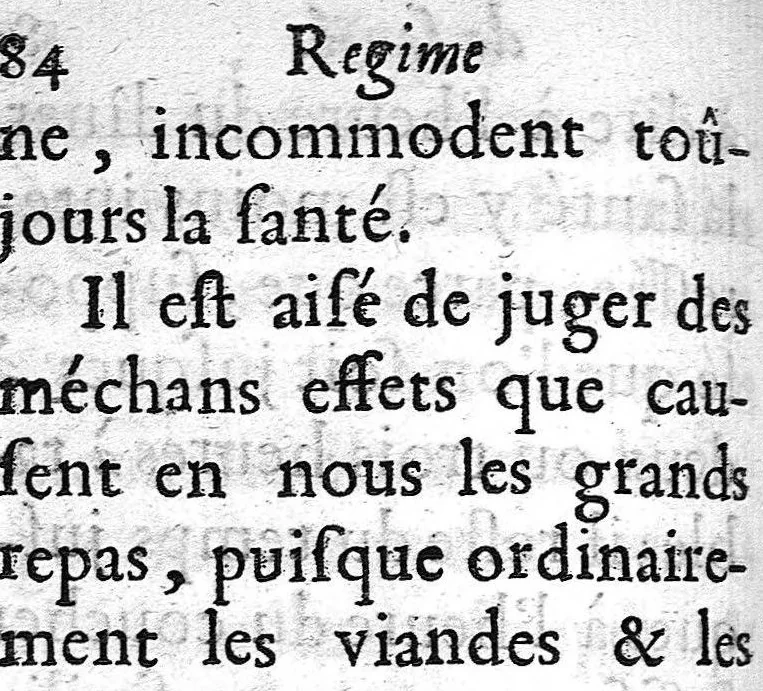 An illustration from Régime de santé pour se procurer une longue vie et une vieillesse heureuse, fondé sur la maxime de médecine ″a laedentibus et juvantibus″, avec la réponse à la critique par le sieur de La Cour, 1690, leaf 105