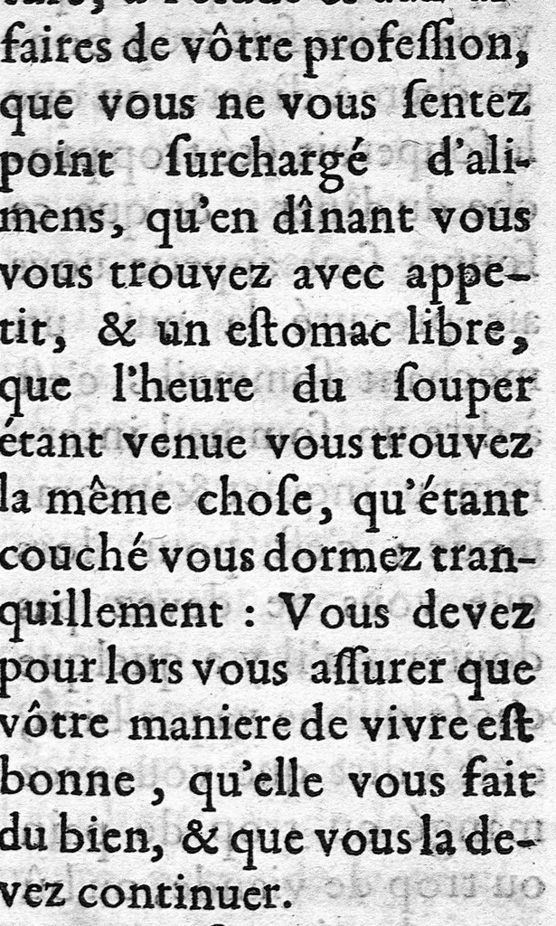 An illustration from Régime de santé pour se procurer une longue vie et une vieillesse heureuse, fondé sur la maxime de médecine ″a laedentibus et juvantibus″, avec la réponse à la critique par le sieur de La Cour, 1690, leaf 90