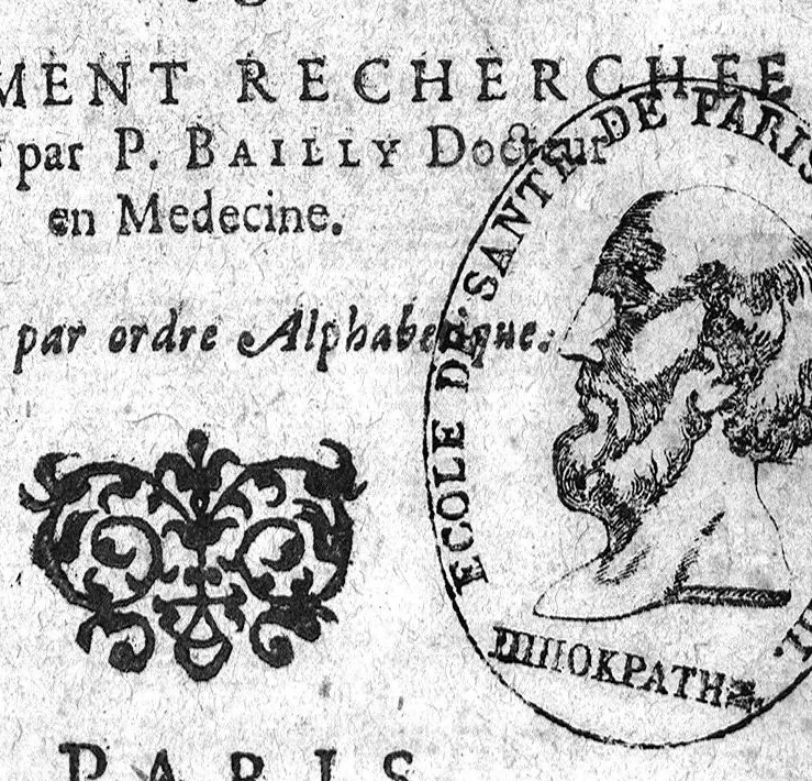 An illustration from Questions naturelles et curieuses et curieuses : contenans diverses opinions problematiques, recueillies de la Medecine, touchant le regime de santé. ou se voient plusieurs proverbes populaires...curieusement recherchee & resoluës par P. Bailly..., 1628, leaf 0