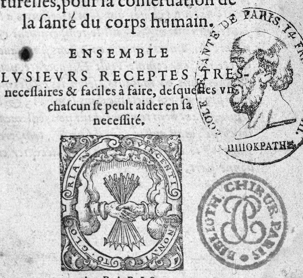 An illustration from Regime de vivre tres utile et necessaire, contenant la proprieté des herbes, fruicts, animaulx, et toutes autres choses naturelles, pour la conservation de la santé du corps humain. Ensemble plusieurs receptes tres necessaires et faciles à faire, desquelles un chascun se peult aider en sa necessité,, 1566, leaf 0