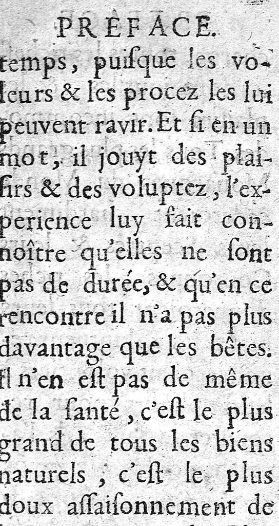 An illustration from Les règles de la santé, ou le véritable régime de vivre que l'on doit observer dans la santé et dans la maladie, et une table qui contient par alphabet les facultez et vertus de tous les alimens tirez des plantes et des animaux dont on use ordinairement, par A. P....., 1684, leaf 10