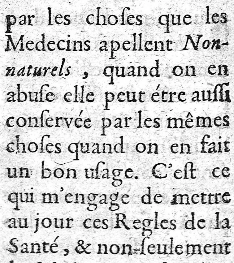 An illustration from Les règles de la santé, ou le véritable régime de vivre que l'on doit observer dans la santé et dans la maladie, et une table qui contient par alphabet les facultez et vertus de tous les alimens tirez des plantes et des animaux dont on use ordinairement, par A. P....., 1684, leaf 13