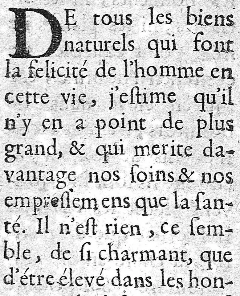 An illustration from Les règles de la santé, ou le véritable régime de vivre que l'on doit observer dans la santé et dans la maladie, et une table qui contient par alphabet les facultez et vertus de tous les alimens tirez des plantes et des animaux dont on use ordinairement, par A. P....., 1684, leaf 8