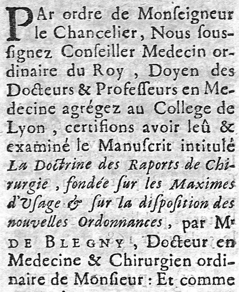 An illustration from La doctrine des raports de chirurgie fondée sur les maximes d'usage et sur la disposition des nouvelles ordonnances, 1684, leaf 21