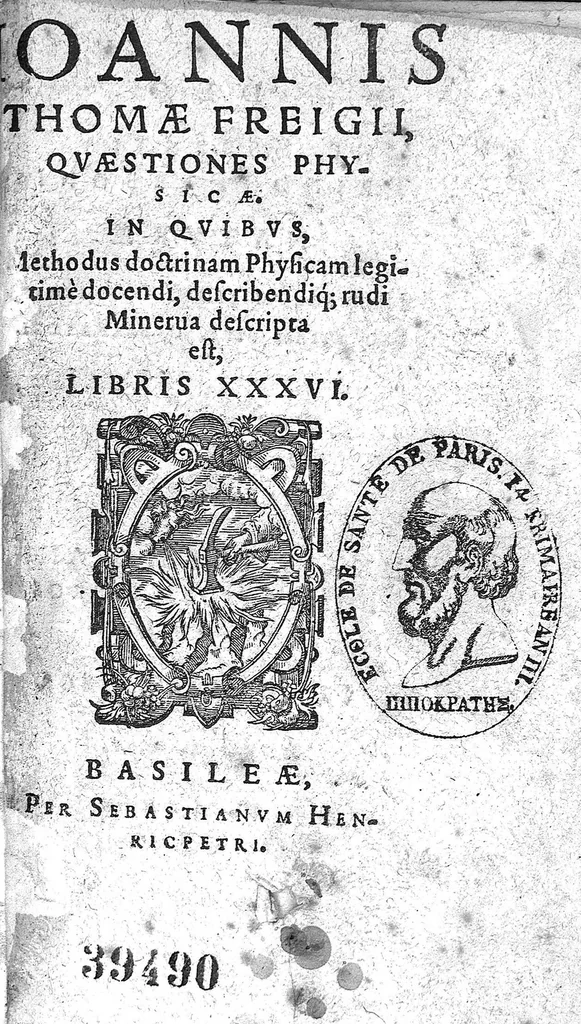 An illustration from Quaestiones physicae, 1585, leaf 0