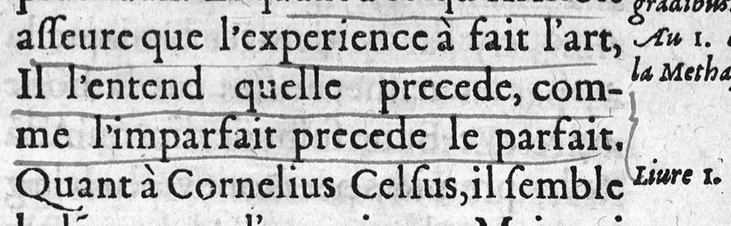 An illustration from Vray discours des interrogatoires faicts en la presence de Mm. de la Cour du Parlement par les Docteurs regent...à Roc le Baillif surnommé La Riviere, sur certains poincts de sa doctrine, 1579, leaf 94