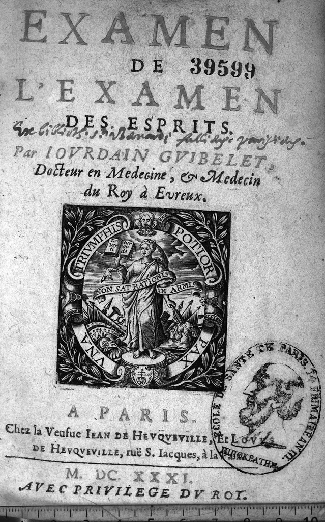 An illustration from Examen de l'examen des esprits..., 1631, leaf 0