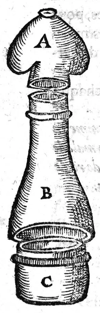 An illustration from Les elemens de chymie de maistre Beguin, reveus, expliquez, & augmentez par Jean Lucas de Roy...quatriesme edition, 1626, leaf 373