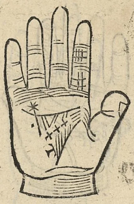 An illustration from La Chiromance et phisiognomie par le regard des membres de l'homme..., le tout mis en françois par Antoine du Moulin masconnois, 1638, leaf 126