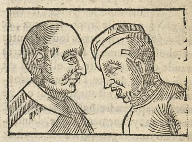 An illustration from La Chiromance et phisiognomie par le regard des membres de l'homme..., le tout mis en françois par Antoine du Moulin masconnois, 1638, leaf 156