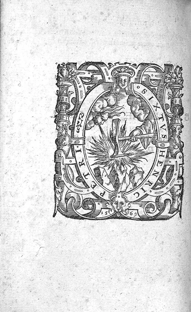 An illustration from Georgii Pictorii... Opera nova in quibus mirifica, jocos salesque, poetica, historica et medica lib. v. complectitur. Item ΟΝΟΜΑΤΟΘΕΤΝΣ qui locorum, montium, fontium... nomina continet. Praeterea in Marsilii Ficini de Tuenda studiosorum sanitate librum scholia. Item in Plinii Naturalis historiae septimum librum annotationes, 1569, leaf 401