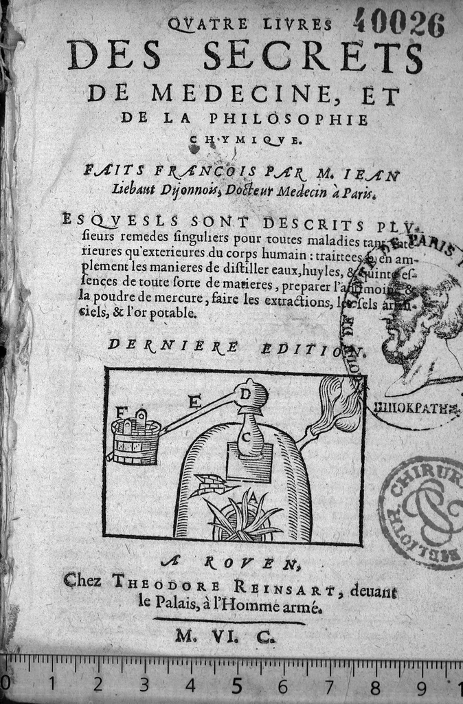 An illustration from Quatre livres des secrets de medecine et de la philosophie chymique, faits francois par M. Jean Liebaut...derniere edition, 1600, leaf 0