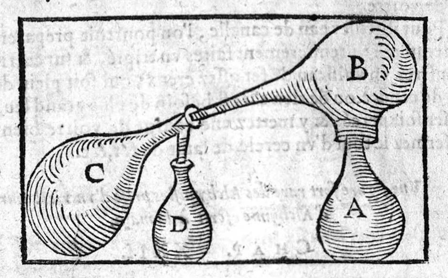 An illustration from Quatre livres des secrets de medecine et de la philosophie chymique, faits francois par M. Jean Liebaut...derniere edition, 1600, leaf 35