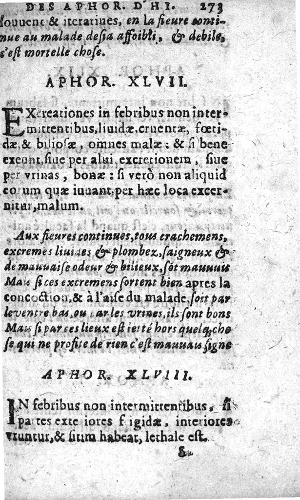 An illustration from Les aphorismes d'Hippocrates avec le commentaire de Galien sur le premier livre. Traduicts de grec en françois par M. J. Berche...plus les aphorismes de Jean Damascene..., 1628, leaf 272