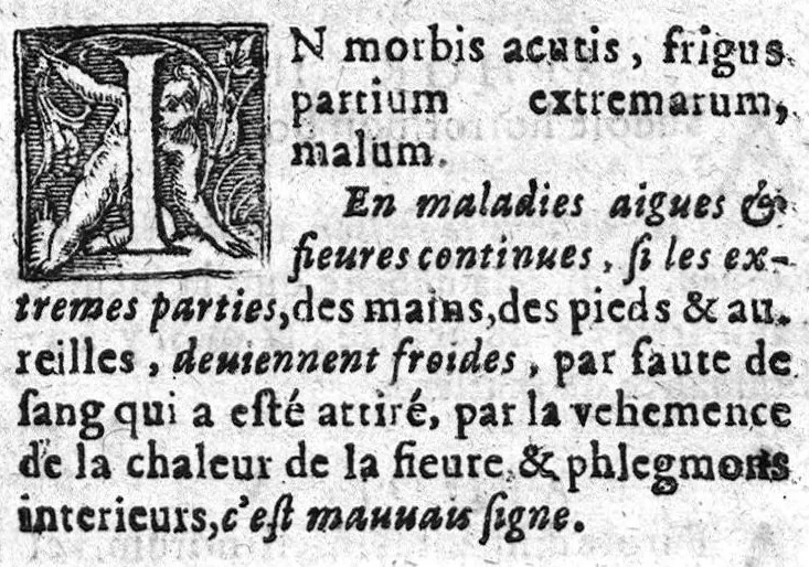 An illustration from Les aphorismes d'Hippocrates avec le commentaire de Galien sur le premier livre. Traduicts de grec en françois par M. J. Berche...plus les aphorismes de Jean Damascene..., 1628, leaf 366