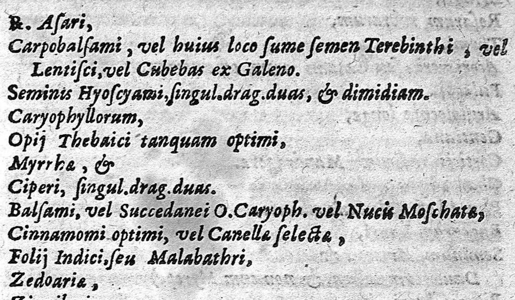 An illustration from Pharmacopée divisee en deux livres avec une ample paraphrase...dernière edition, 1640, leaf 217