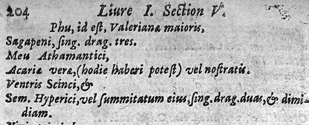 An illustration from Pharmacopée divisee en deux livres avec une ample paraphrase...dernière edition, 1640, leaf 222