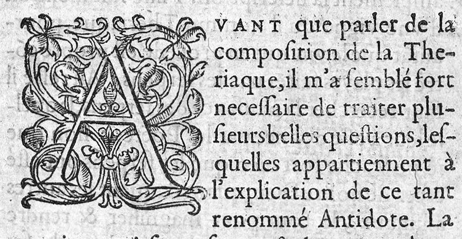An illustration from Traite de la theriaque et mithridat, contenant plusieurs questions generales et particulieres : Avec un entier examen des simples Medicamens qui y entrent. Le tout divisé en deux livres, pour le profit et utilité de ceux qui font profession de la Pharmacie, et aussi fort propre à ceux qui sont amateurs de la Medecine, et qui desirent la congnoissance des simples. Par Nicolas Houel, Apothicaire à Paris,, 1573, leaf 27