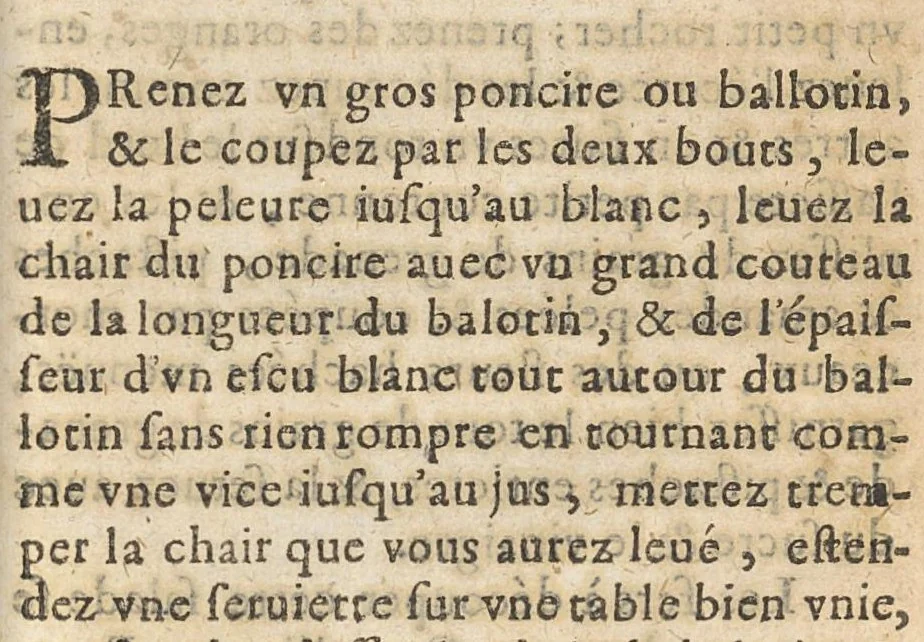 An illustration from Le cuisinier méthodique où est enseigné la manière d'aprester toute sorte de Viandes, Poissons, Legumes, Gelées; Cresmes, Salades, & autres Curiositez, 1660, leaf 158