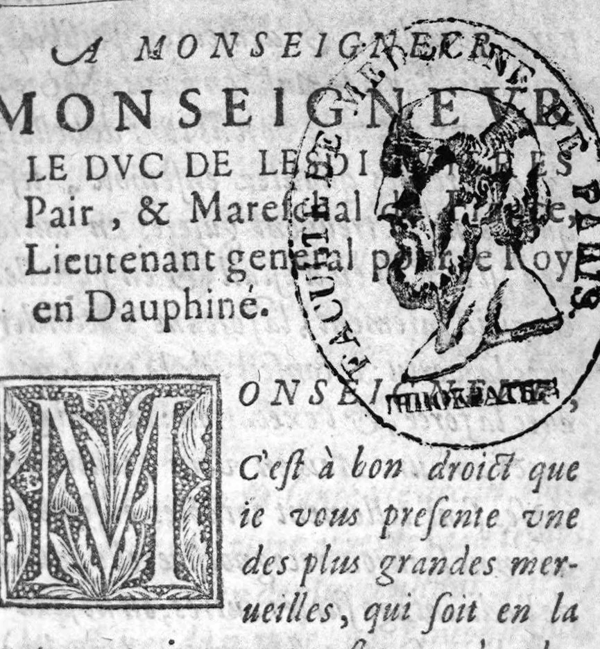 An illustration from Histoire naturelle de la fontaine qui brusle près de Grenoble, Tournon, G. Linocier, 1618, 1618, leaf 2