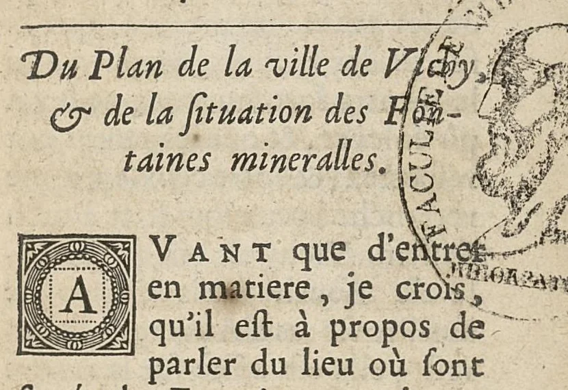 An illustration from Le secret des bains et eaux minerales de Vichy en Bourbonnais..., 1686, leaf 28