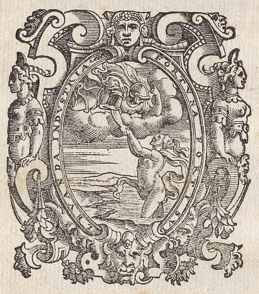 An illustration from Ioannis Padovanii Veronensis De singularum humani corporis partium significationibus ex varijs antiquorum sapientum voluminibus excerptis, atque in peculiares tabulas summatim pro qualibet parte digestis; opus ad dignoscendos hominum mores, & qualitates, valde utile & necessarium. Authorum nomina, ex quibus significationes ipsae excerptae sunt, versa pagina indicabit, 1589, leaf 2