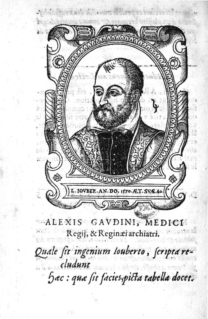 An illustration from Traitté des arcbusades, divisé en trois parties, avec plusieurs autres traittés concernans ceste matiere, desquels le catalogue est en la 16. page suyvante. Par M. Laurens Joubert, Medecin ordinaire du Roy, et du Roy de Navarre, premier Docteur regent, Chancelier et Juge de l’Université en medecine de Montpellier. Tierce edition, sur l’exemplaire de l’auteur, reveu, corrigé et augmenté presque d’un tiers, 1581, leaf 9