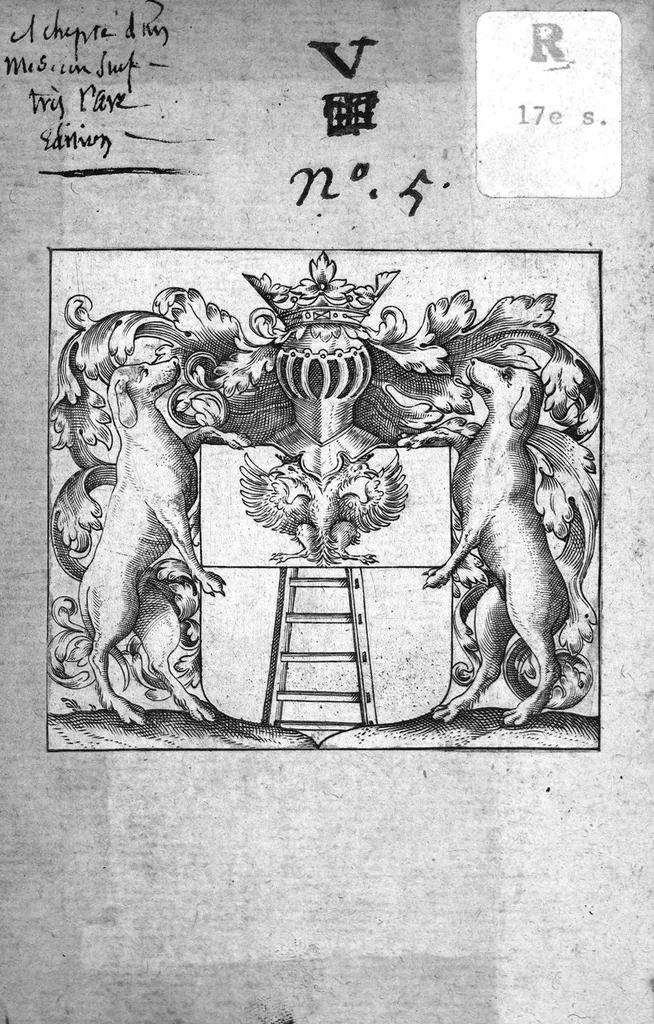 An illustration from Hippocratous tou megalou hoi aphorismoi pezikoi te kai emmetroi / Hippocratis Magni Aphorismi Soluti et Metrici, Interprete Joanne Heurnio, Medico Ultrajectino, Mataphrastis Joanne Frero, Medico-poëta et Radulpho Wintertono, Medicinae et Poeseös Graecae studioso, 1633, leaf 0