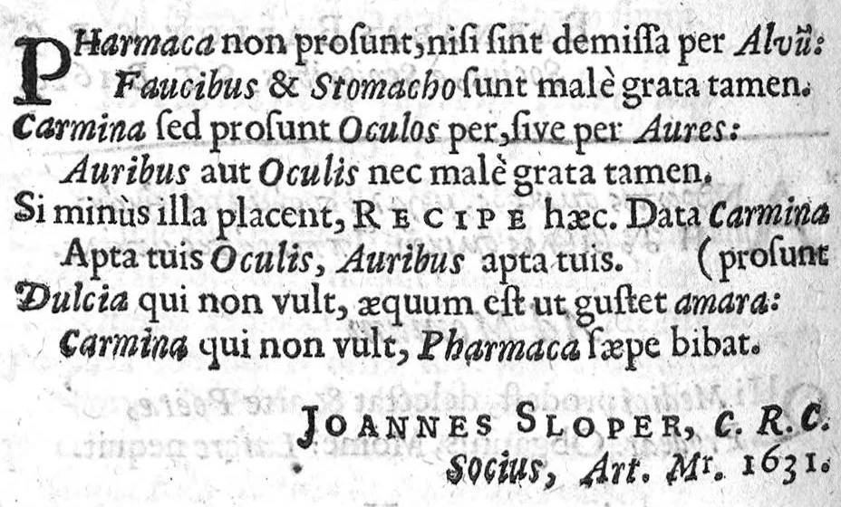 An illustration from Hippocratous tou megalou hoi aphorismoi pezikoi te kai emmetroi / Hippocratis Magni Aphorismi Soluti et Metrici, Interprete Joanne Heurnio, Medico Ultrajectino, Mataphrastis Joanne Frero, Medico-poëta et Radulpho Wintertono, Medicinae et Poeseös Graecae studioso, 1633, leaf 338