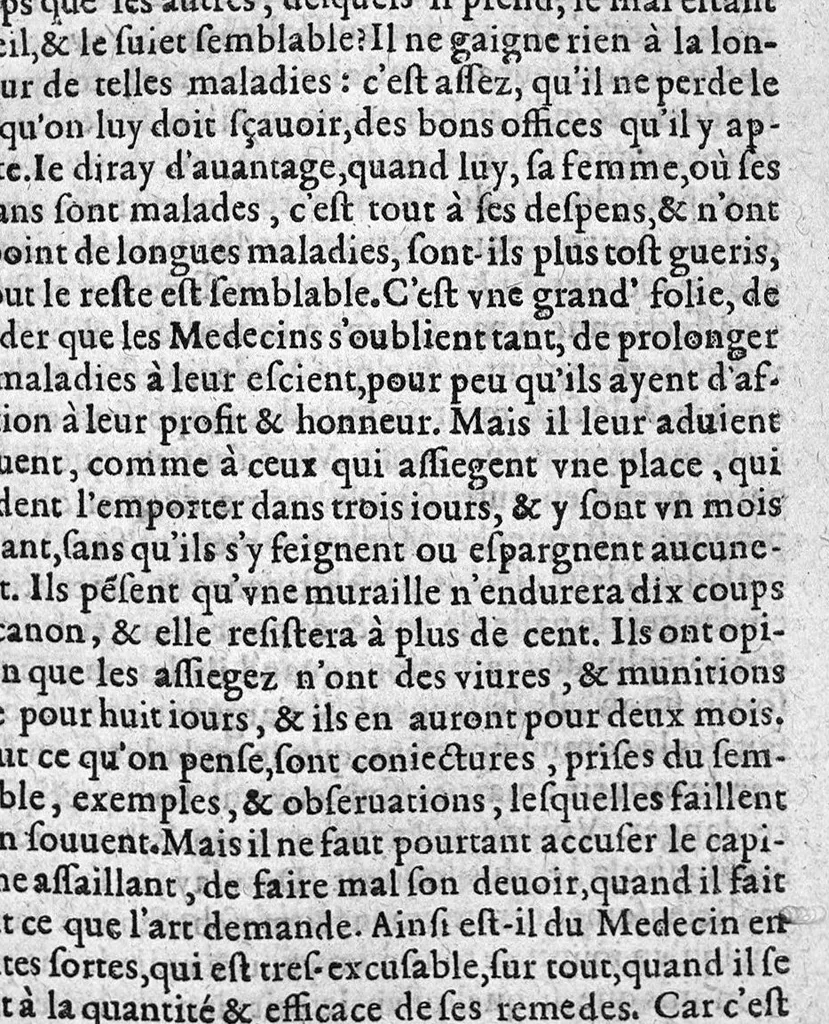 An illustration from La premiere et seconde partie des erreurs populaires, touchant la Medecine et le regime de santé. Par M. Laurent Joubert, Conseiller et Medecin ordinaire du Roy, et du Roy de Navarre, premier Docteur Regent, Chancelier et juge de l’université en Medecine de Montpellier. Avec plusieurs autres petits traictez, lesquels sont specifiez en la page suyvante,, 1587, leaf 34