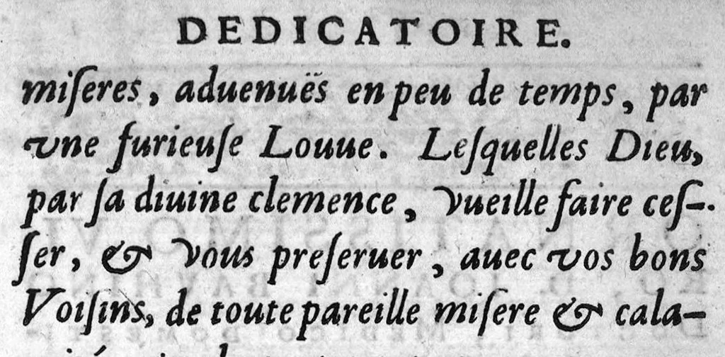 An illustration from Histoire notable de la rage des loups, advenue l'an MDXC, avec les remedes pour empescher la rage, qui survient après la morsure des Loups, Chiens et autres bestes enragees. Le tout mis en lumiere par Jean Bauhind, Medecin de Tres-illustre Prince, Monsieur Friderich, Conte de Vvirtemberg, Mont. etc.,, 1591, leaf 4