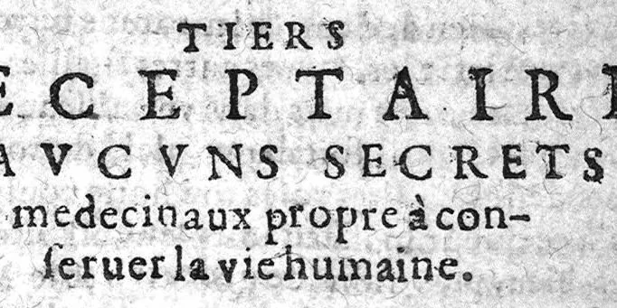 An illustration from Bastiment de receptes, traduit de l'italien en françois, augmenté d'une infinité de beaux secrets depuis peu mis en usage, avec un autre petit traité de recepte intitulé le plaisant jardin,, 1645, leaf 96