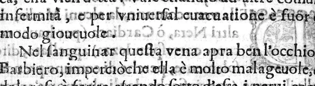 An illustration from Prattica nuova, et utilissima di tutto quello, ch' al diligente barbiero s'appartiene... ove si discorre del cavar sangue, medicar, ferite, et balsamar corpi humani..., 1671, leaf 67