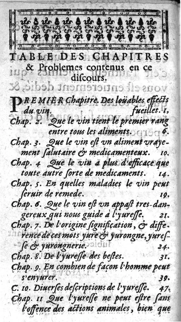 An illustration from Discours de l’yvresse et yvrongnerie, auquel les causes, nature & effects de l'yvresse sont amplement deduictz..., 1612, leaf 7