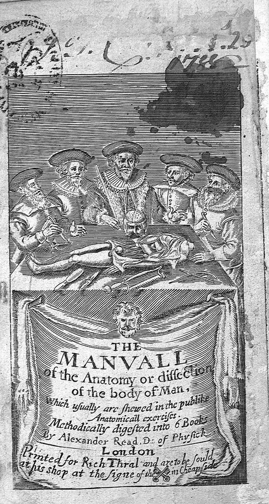 An illustration from The Manuall of the anatomy or dissection of the Body of man, 1650, leaf 0