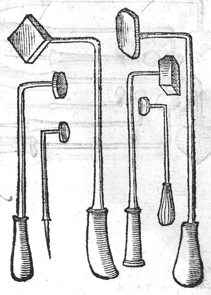 An illustration from Chirurgie françoise, recueillie par M. Jaques Dalechamps, Docteur Medicin, et Lecteur ordinaire de ceste profession à Lyon. Avec plusieurs figures des instrumens necessaires pour l’operation manuelle. La page 14. contient les principaux chefz de ce qui se discourt en cest œuvre,, 1569, leaf 292