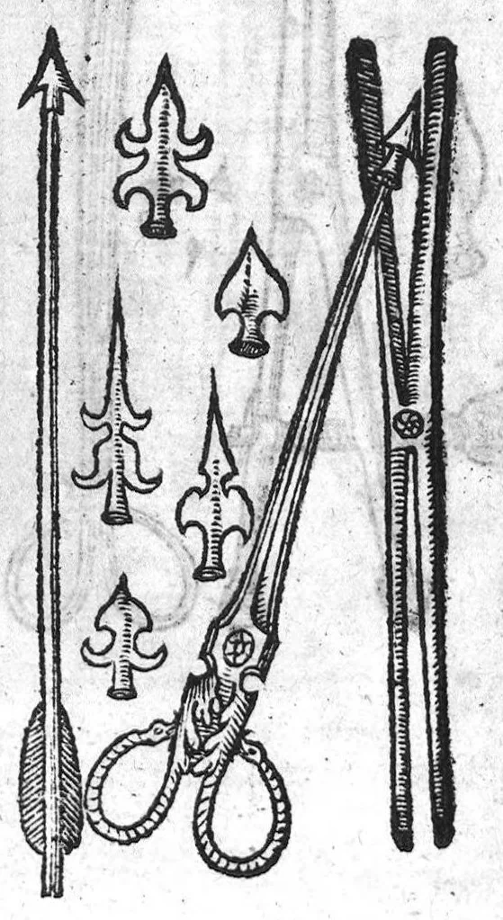 An illustration from Chirurgie françoise, recueillie par M. Jaques Dalechamps, Docteur Medicin, et Lecteur ordinaire de ceste profession à Lyon. Avec plusieurs figures des instrumens necessaires pour l’operation manuelle. La page 14. contient les principaux chefz de ce qui se discourt en cest œuvre,, 1569, leaf 609