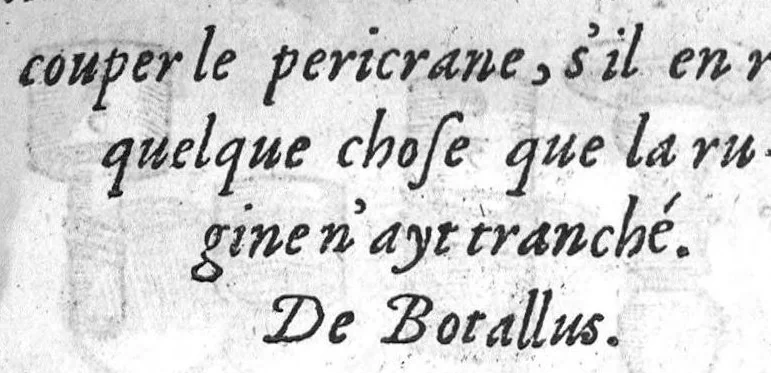 An illustration from Chirurgie françoise, recueillie par M. Jaques Dalechamps, Docteur Medicin, et Lecteur ordinaire de ceste profession à Lyon. Avec plusieurs figures des instrumens necessaires pour l’operation manuelle. La page 14. contient les principaux chefz de ce qui se discourt en cest œuvre,, 1569, leaf 706