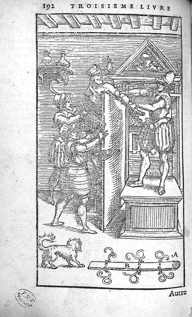 An illustration from Cinq livres de chirurgie. I. Des bandages 2. Des fractures. 3. Des luxations, avec une Apologie touchant les harquebousades. 4. Des morsures et piqueures venimeuses. 5. Des gouttes. Par Ambroise Paré, premier Chirurgien du Roy et juré à Paris,, 1572, leaf 215