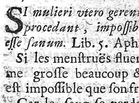 An illustration from Les Aphorismes, trad. par J. Vigier,..., 1666, leaf 525