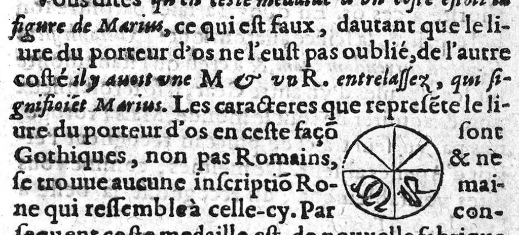 An illustration from L’imposture descouverte des oc humains supposés, et faussement attribués au roy Theutobocus, 1614, leaf 16