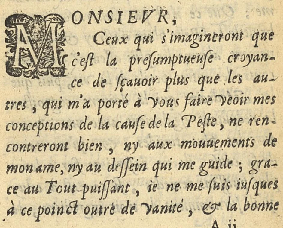 An illustration from Traicté de la peste...avec des remedes preservatifs, 1623, leaf 2