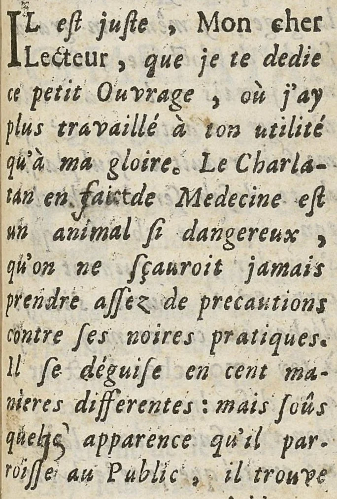 An illustration from Le charlatan découvert, 1687, leaf 2