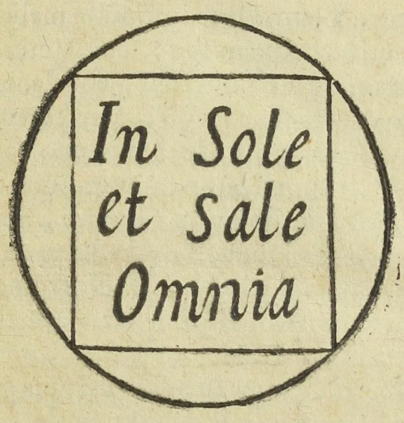 An illustration from Johannis Rudolphi Glauberi arca thesauris opulentia, sive Appendix generalis omnium librorum hactenus editorum, quæ non solùm cuncta tam in philosophicis & medicis, quàm chymicis scriptis loca obscura illustrat, & intellectu difficilia explicat, sed etiam quæ deficiunt, adeò abunde supplet, ut docti & indocti, summi, & imi, quin etiam vilissimi opifices & agricolæ satis superque queant comprehendere, in omnibus suis scriptis Glauberum puram putam veritatem scripsisse, & hactenus tamdiu in tenebris jacentem alchymiæ artem nobilissimam, iterum in lucem produxisse, & in commune generis humani bonum detexisse. In æterni, incomprehensibilis, omnipotentis, & justi Dei, omnis boni patris & originis honorem, sacræ & oppressæ veritatis auxilium, ac defensionem, totiusque generis humani emolumentum, opus ab ipso authore, divino auxilio, & non sine sudore, sumptu, & labore conscriptum, & in decem centurias distributum, 1660, leaf 17