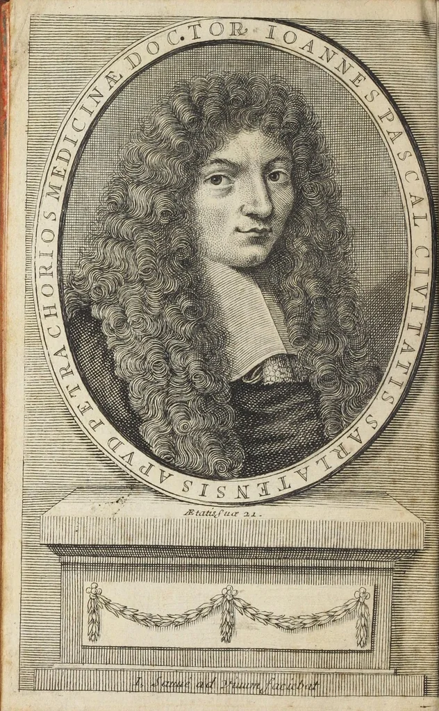 An illustration from La nouvelle découverte, et les admirables effets des fermens dans le corps humain, expliquez par des experiences & des raisonnemens très solides. Par le sieur Jean Pascal, docteur en medecine, 1681, leaf 8