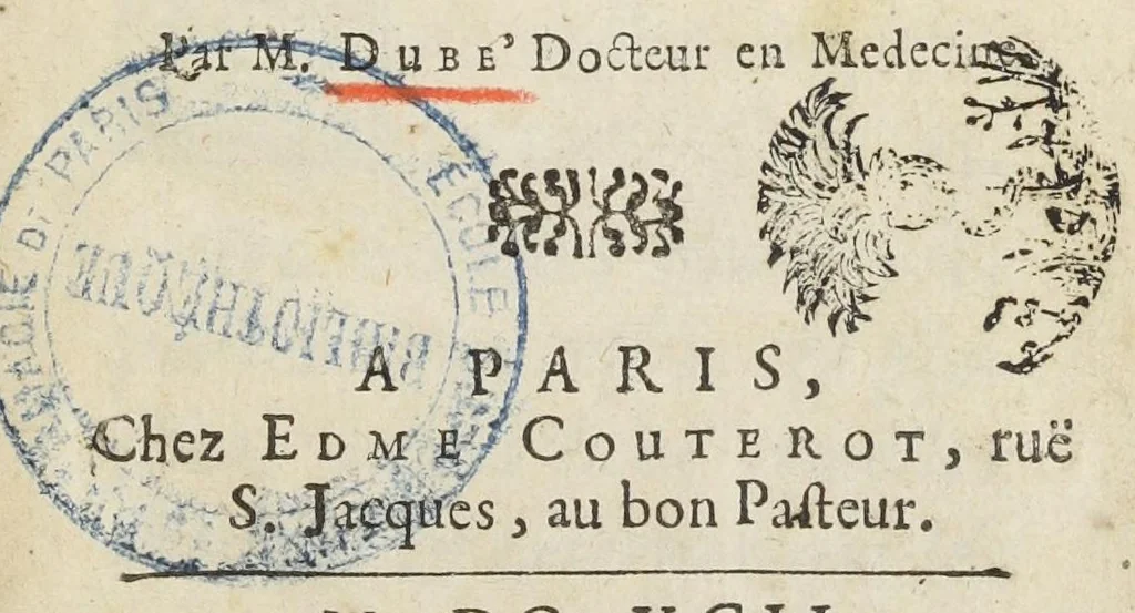 An illustration from La medecine abbregée en faveur des pauvres. Fondée sur trois pastes purgatives, ou vomitives, données à propos, & sur plusieurs autres remedes, faciles, & à peu de frais, concourans à la guerison, ou au soulagement de leurs principales maladies internes. Avec une Chirurgie, abbregée également propre à guerir, ou à soulager leurs maux externes. Par Mr Dubé Docteur en Médecine., 1692, leaf 5