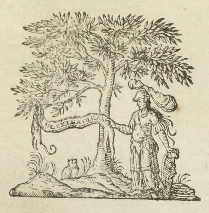 An illustration from Joannis Baptistæ Van Helmont, toparchæ in Royenboch, Pellines, &c. Opvscvla medica inavdita, I. De Lithiasi, II. De Febribus, III. De Humoribus Galeni, IV. De Peste. Editio secunda multò emendatior, 1648, leaf 2