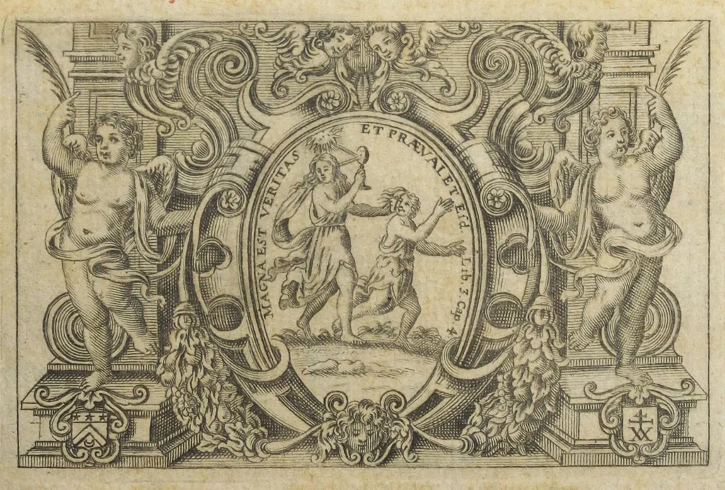 An illustration from Le Cours de médecine en francois, contenant le Miroir de beauté et santé corporelle. Par M. Louys Guyon Dolois, Sieur de la Nauche, Docteur en medecine. Et la Théorie avec un accomplissement de practique selon les principes tant dogmatiques, que chymiques, adjoustées à cette quatriesme edition. Avec une infinité d'observations, secrets & experiences, suivant la doctrine, tant des anciens que des modernes medecins, qui ont inventé & decouvert la circulation du sang, les veines lactées, leur receptacle, les vases lymphées, & autres nouveautez anatomiques & spagyriques : inconnues auparavant. A l'usage des medecins, chirurgiens, apothicaires, & autres ; Et utile aux communautez, hospitaux, & maison de campagne. Par M. Lazare Meyssonnier conseiller & medecin ordinaire du Roy, & de S.A.R. docteur de l'université de Montpellier, & professeur aggregé au College des medecins à Lyon. Où ont esté jointes les figures des plantes necessaires, & celles de l'anatomie en taille douce, pour se servir utilement de ce livre., 1664, leaf 5