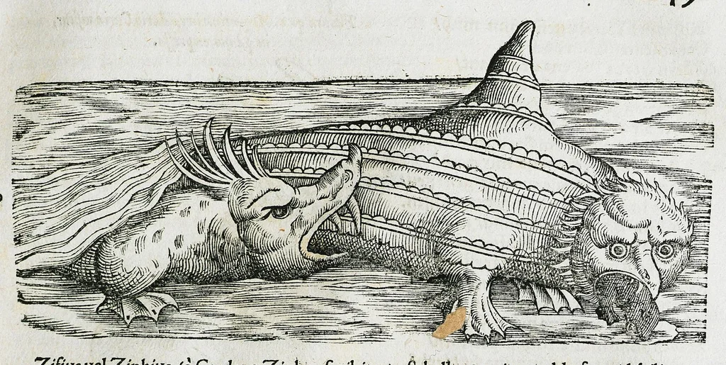 An illustration from Conradi Gesneri medici Tigurini Historiæ animalium liber IIII. Qui est de Piscium & aquatilium animantium natura. Cum iconibus singulorum ad uiuum expressis fere omnib. DCCVI. Continentur in hoc uolumine Gulielmi Rondeletij quoq[ue] medicinæ professoris regij in Schola Monspeliensi et Petri Bellonij Cenomani, medici hoc tempore Lutetiæ eximij, de aquatilium singulis scripta, 1558, leaf 293